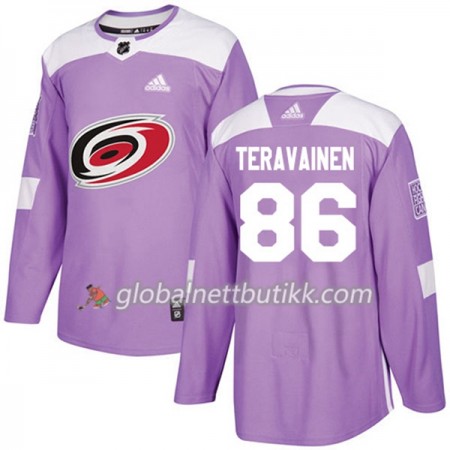Carolina Hurricanes Hockeydrakt Teuvo Teravainen 86 2017-2018 Purple Fights Cancer Practice Adidas Authentic - Herre